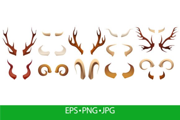 Animal Horns. Cartoon Bones Hunter: Wild Typography Unleashed