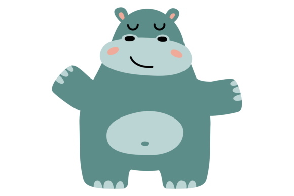 Cute Baby Hippo: A Joyful Scandinavian Design Asset
