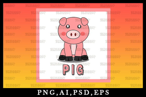 Cute Kawaii Chibi Pig Animal Clipart V18: A Designer's Playful Asset