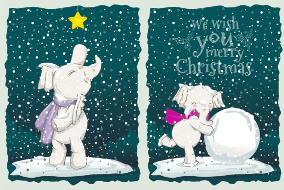 Happy Animal Playing at Christmas Snow: Festive Typography for Designers