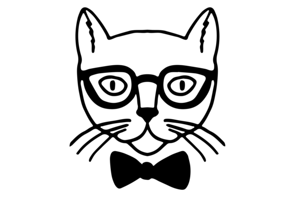Unleashing Personality: The Cat in Glasses and Bowtie Design Asset