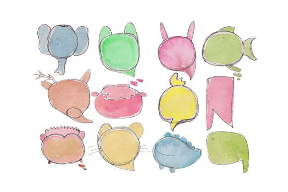 Watercolor Animal Facial Bubble Speech: A Playful Design Element