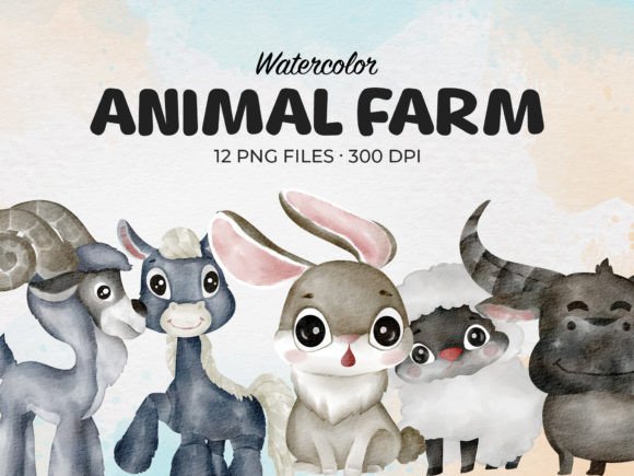 Watercolor Animal Farm Clip Art: Infusing Charm into Your Designs